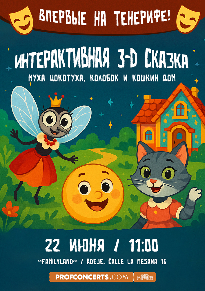 Интерактивная 3-D сказка "Муха цокотуха, колобок и кошкин дом"